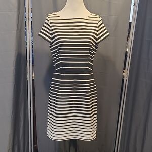 LOFT Black and White Striped Mini Dress